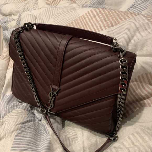 ysl college bag burgundy